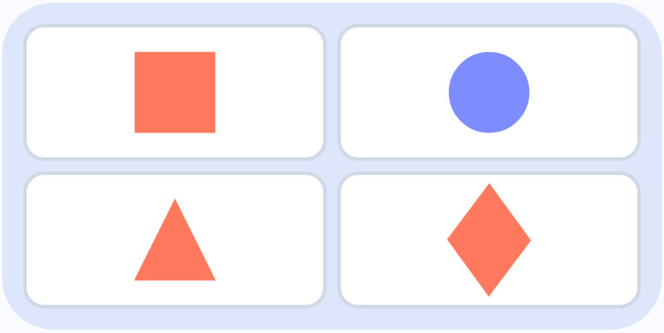 a square, a triangle, a circle and a rhombus riddle illustration