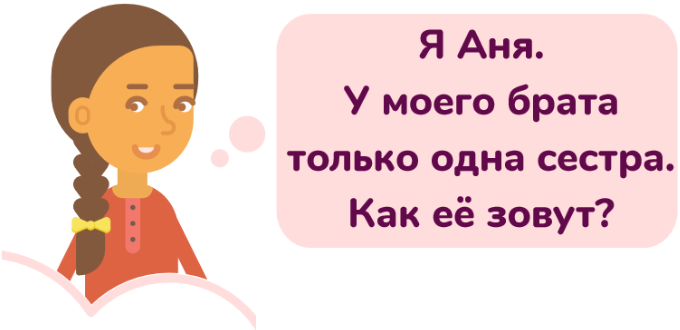 Текстовая задача: Я Аня. У моего брата одна сестра. Как ее зовут?